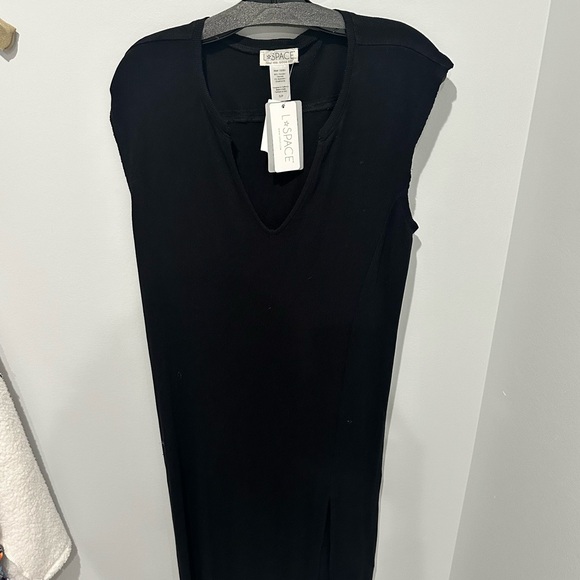 NWT L Space Robyn Black Notch Neck T-Shirt Dress, Cover Up - size Small - Picture 5 of 5